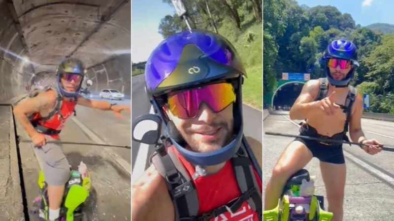 Dentista viaja de São Paulo a Santos sobre uma roda atingindo até 90 km/h: ‘experiência sensacional’; VÍDEO