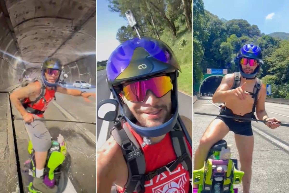 Dentista viaja de São Paulo a Santos sobre uma roda atingindo até 90 km/h: ‘experiência sensacional’; VÍDEO