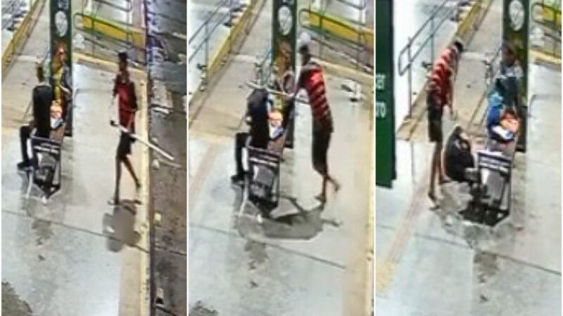 Homem é preso por tentar matar passageiro com barra de ferro em terminal de Cuiabá; vídeo