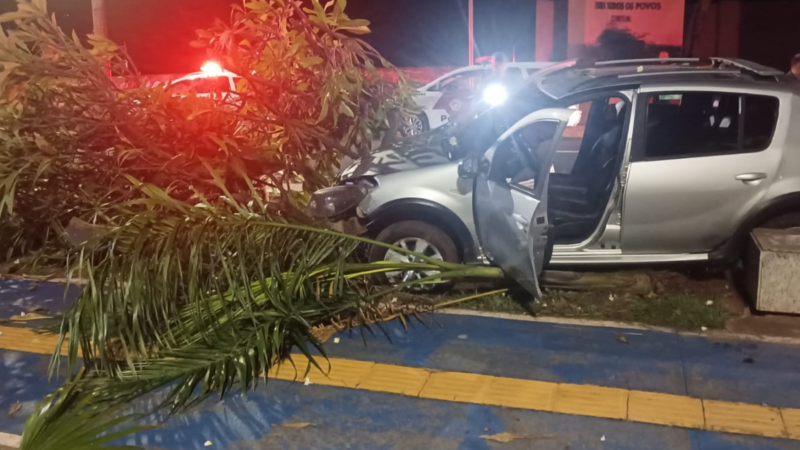 Homem é preso após furtar carro e bater em árvore durante tentativa fuga em Presidente Prudente