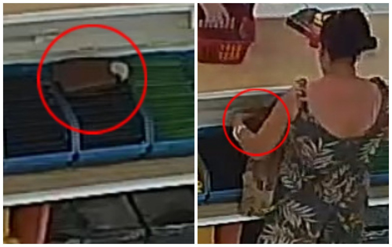 VÍDEO: câmera flagra mulher furtando carteira com mais de R$ 2 mil esquecida por cliente em loja