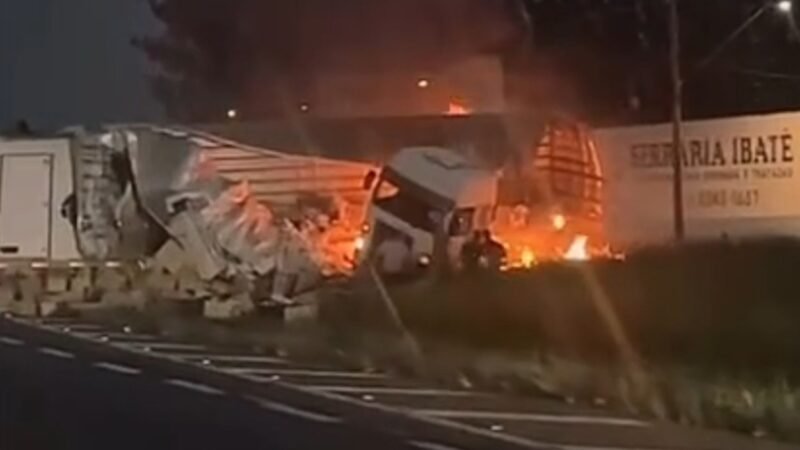 VÍDEO: grave acidente com caminhões interdita a Rodovia Washington Luís no interior de SP