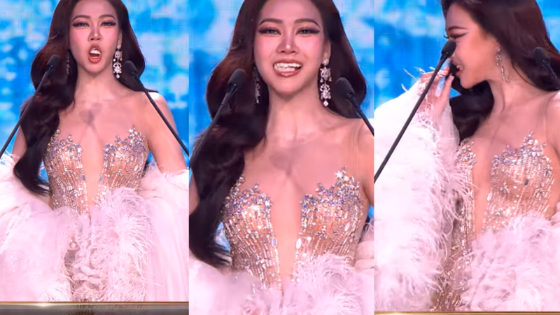 Dentes falsos de candidata ao Miss Grand Thailand 2026 caem durante apresentação