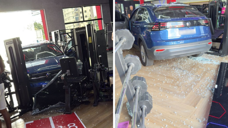 Carro invade academia e deixa uma pessoa ferida em Campinas