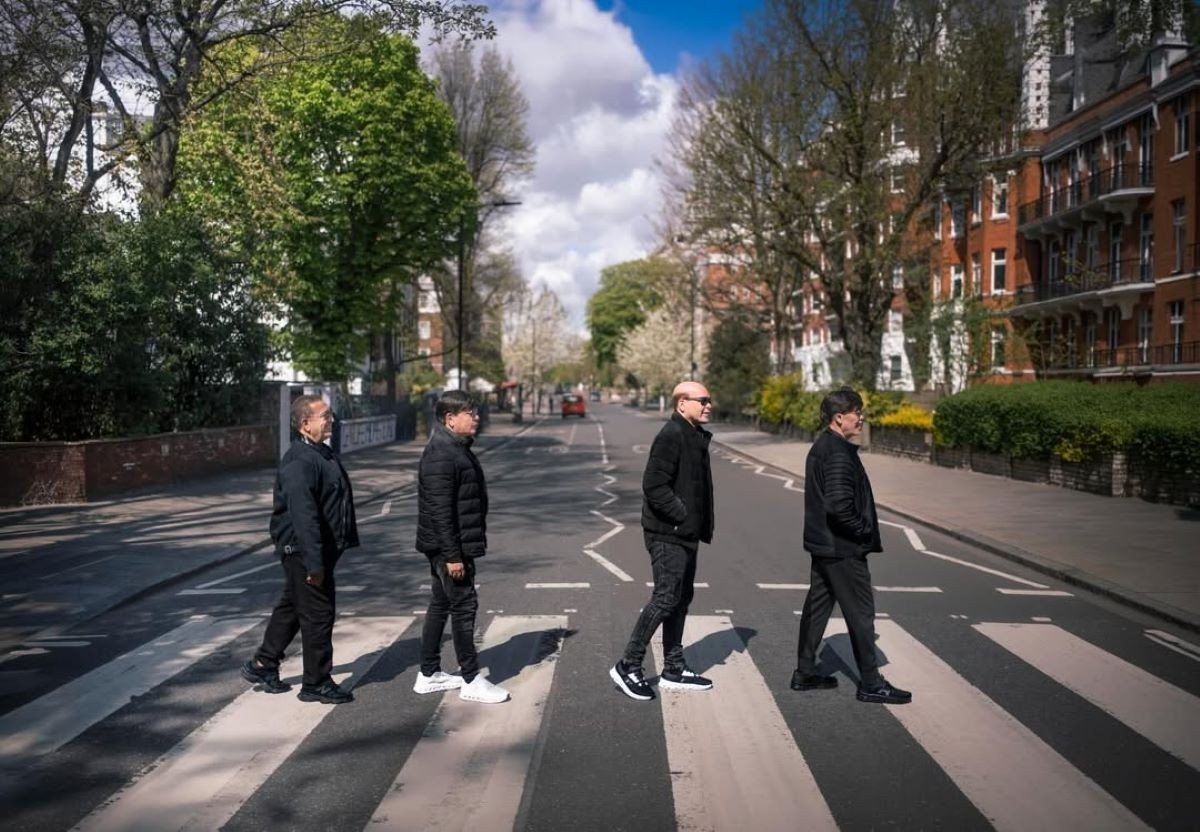 Banda Grafith recria foto icônica dos Beatles durante viagem pela Europa; veja