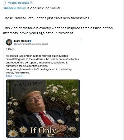 Casa Branca chama Mark Hamill de ‘doente’ após ator publicar imagem de IA de Trump em túmulo; artista apagou post e se desculpou