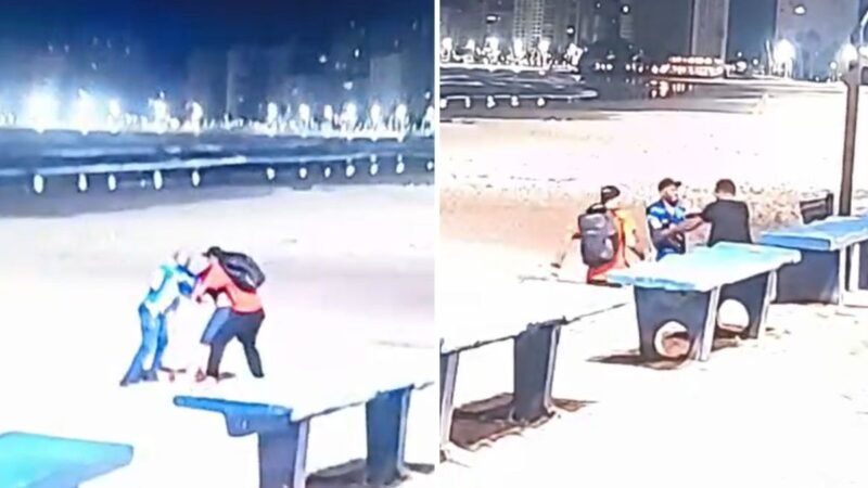 Turista reage e troca socos com criminosos durante assalto em praia de SP; VÍDEO