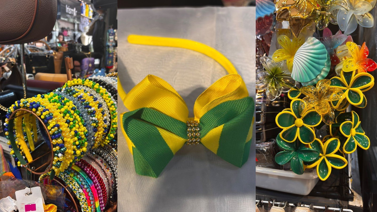 Look da Copa: peças e acessórios de R$ 7 a R$ 100 tomam espaço das tradicionais camisas do Brasil em Teresina; veja