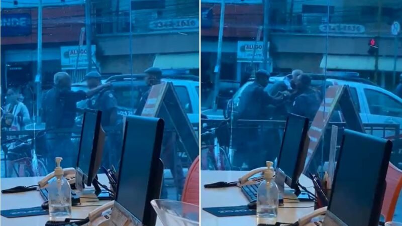 Homem discute com PMs, leva tapa no rosto e é detido por desacato no litoral de SP; VÍDEO