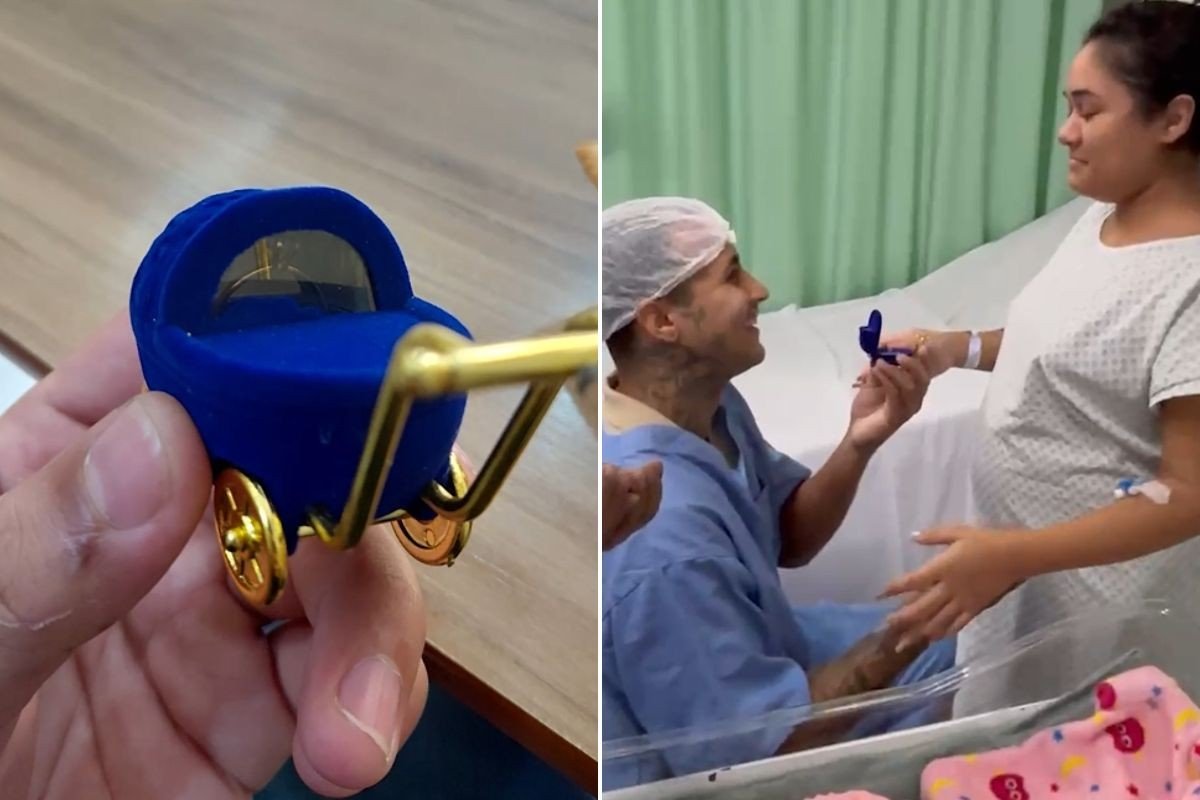 Grávida é surpreendida com pedido de casamento na maternidade e diz ‘sim’ antes de dar à luz; ASSISTA
