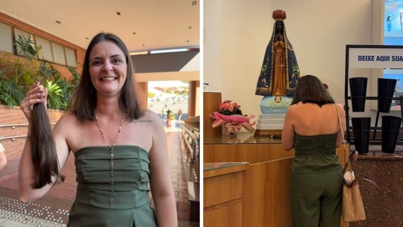 Mulher viaja 18 horas para cortar o próprio cabelo em frente à imagem de Nossa Senhora Aparecida: ‘Gratidão falou mais alto’