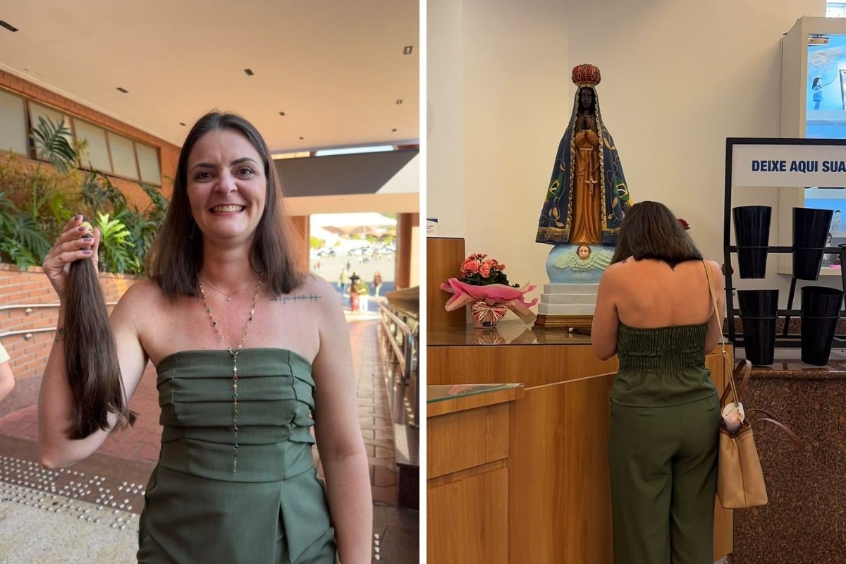Mulher viaja 18 horas para cortar o próprio cabelo em frente à imagem de Nossa Senhora Aparecida: ‘Gratidão falou mais alto’