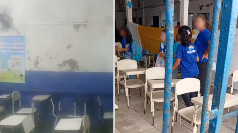 Mães de alunos denunciam mofo e falta de reparos em escola de Cabo Frio