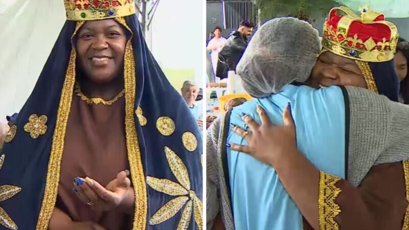 Vestida de padroeira, assistente social diz que ouviu Nossa Senhora Aparecida e voltou a ajudar romeiros na Dutra: ‘Vai e faz’