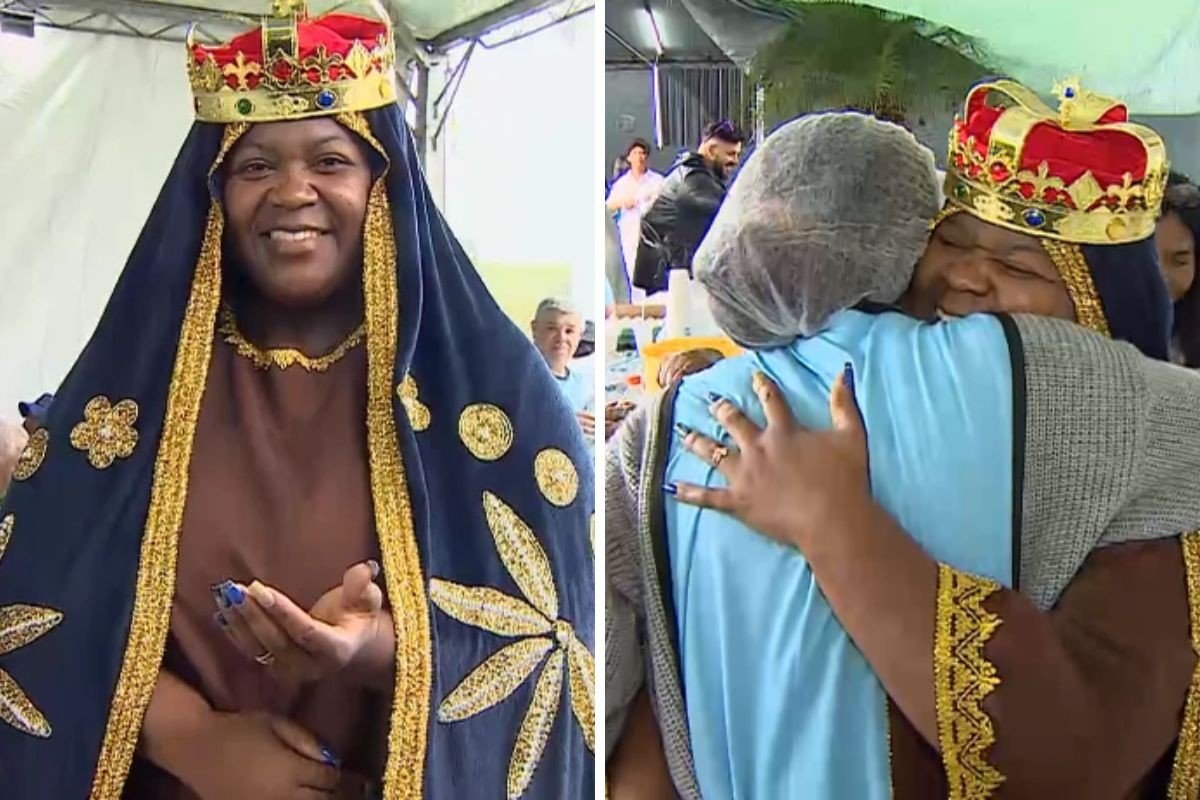 Vestida de padroeira, assistente social diz que ouviu Nossa Senhora Aparecida e voltou a ajudar romeiros na Dutra: ‘Vai e faz’
