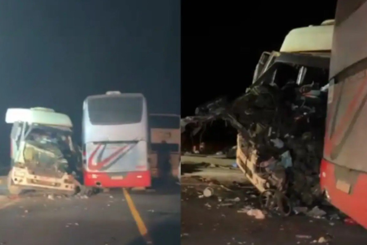 VÍDEO: Caminhão se envolve acidente com ônibus de estudantes na BR-163 em MT