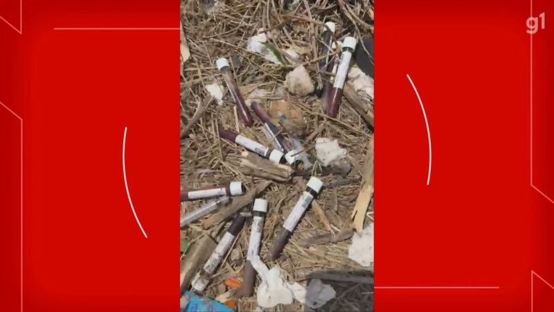 VÍDEO mostra seringas e tubos de sangue descartados de maneira irregular em terreno no DF